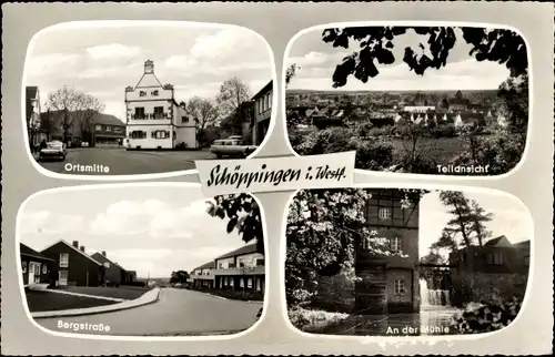 Ak Schöppingen in Nordrhein Westfalen, Ortsmitte, Teilansicht, Bergstraße, an der Mühle