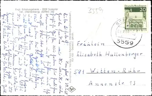 Ak Somplar Bromskirchen Waldeck-Frankenberg, Erholungsheim