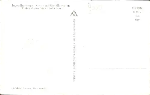 Ak Höchsten Dortmund im Ruhrgebiet, Jugendherberge, Tagesraum