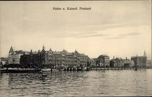 Ak Kiel Schleswig Holstein, Hafen und Kaiserliches Postamt