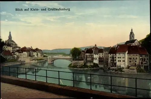 Ak Kleinlaufenburg Laufenburg am Hochrhein Baden, Teilansicht mit Brücke
