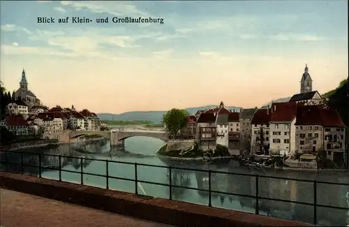 Ak Kleinlaufenburg Laufenburg am Hochrhein Baden, Teilansicht mit Brücke