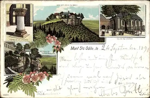 Litho Mont Sainte Odile Odilienberg Elsaß Bas Rhin, Chapelle, Église du Couvent, Rochers