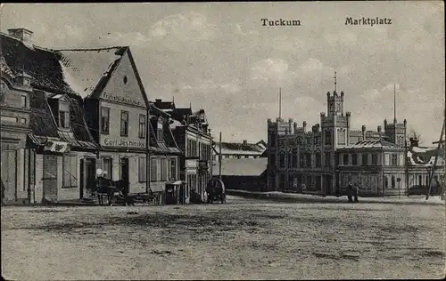 Ak Tukums Tuckum Lettland, Marktplatz, Frühstücksstube Carl Jeshinsky
