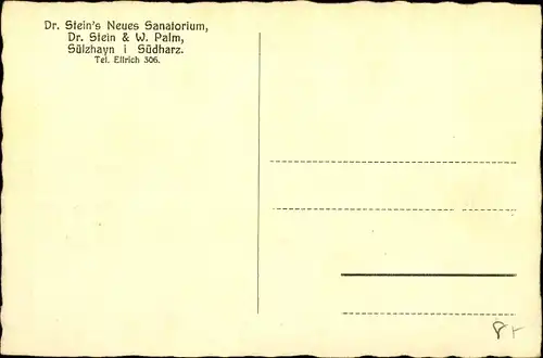 Ak Sülzhayn Ellrich Thüringen, Dr. Stein's Neues Sanatorium