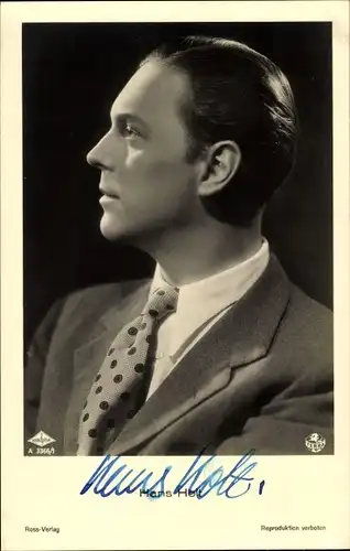 Ak Schauspieler Hans Holt, Profilansicht, Krawatte