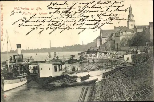 Ak Mülheim Köln am Rhein, Partie am Rhein