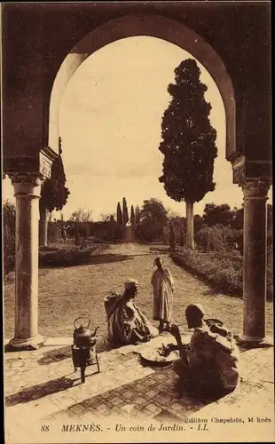 Ak Meknès Marokko, Un coin de Jardin