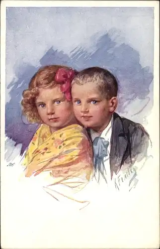Künstler Ak Feiertag, K., Kinder, Gemaltes Portrait