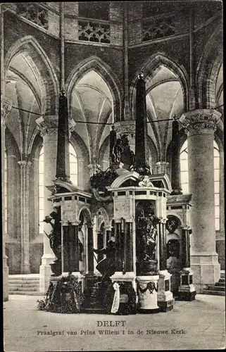 Ak Delft Südholland Niederlande,  Praalgraf van Prins Willem I in de Nieuwe Kerk