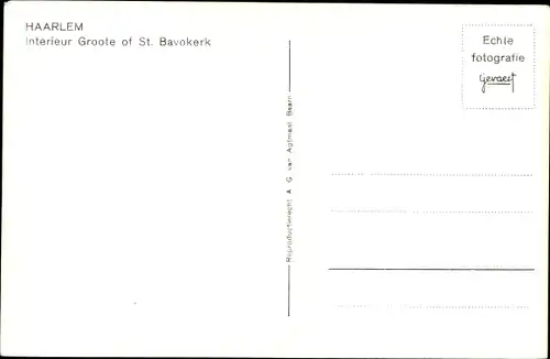 Ak Haarlem Nordholland Niederlande, Interieur Groote of St. Bavokerk