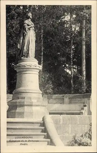 Ak Luxemburg, Monument de la Princesse Amélie dans le Parc