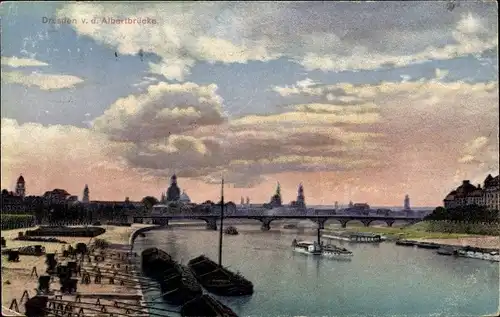 Ak Dresden Altstadt, von der Albertbrücke