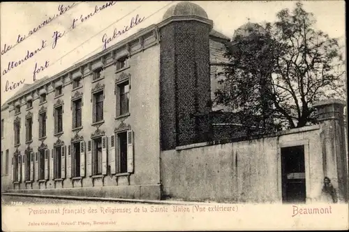 Ak Beaumont Wallonien Hennegau, Pensionnat francais des Religieuses de la Sainte Union