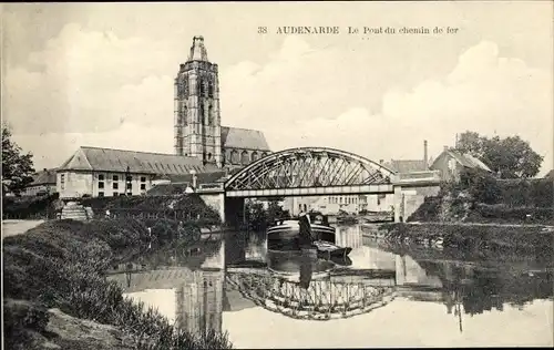 Ak Oudenaarde Audenarde Ostflandern, Le Pont du chemin de fer