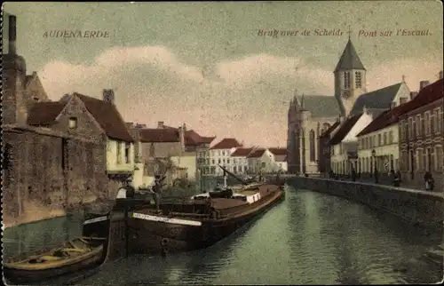 Ak Oudenaarde Audenarde Ostflandern, Pont sur L'Escaut