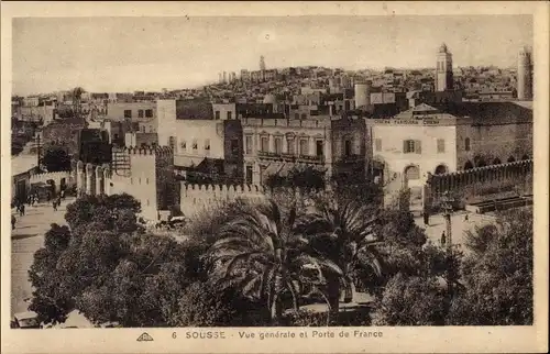 Ak Sousse Tunesien, Vue generale et Porte de France