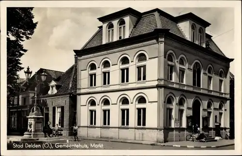 Ak Delden Hof van Twente Overijssel Niederlande, Gemeentehuis, Markt