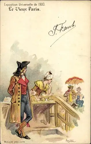 Künstler Litho Robida, A., Exposition Universelle de 1900, Le Vieux Paris, Musique populaire