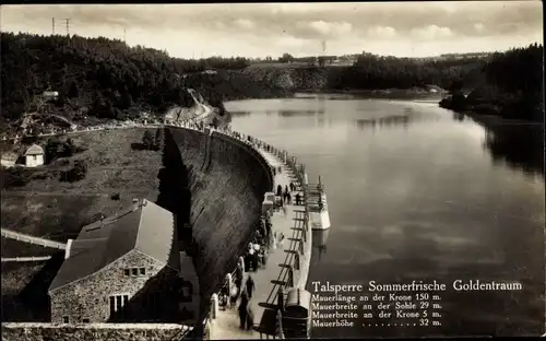 Ak Goldentraum Schlesien, die Talsperre, Mauer