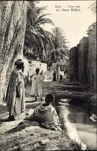 Ak Biskra Algerien, Une rue du vieux Biskra, Kinder, Maghreb
