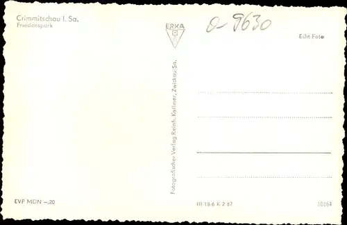 Ak Crimmitschau in Sachsen, Friedenspark