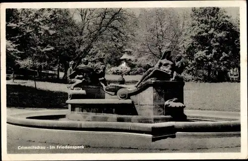 Ak Crimmitschau in Sachsen, Im Friedenspark