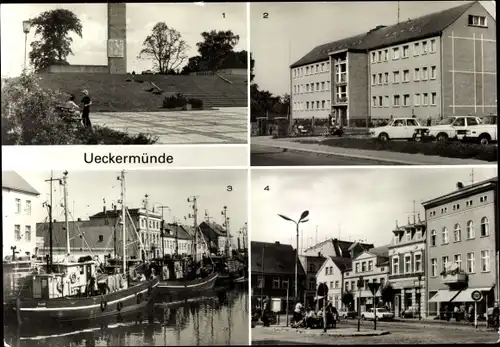 Ak Ueckermünde in Mecklenburg Vorpommern, Sowjetisches Ehrenmal, Kreispoliklinik, Karl Marx Platz