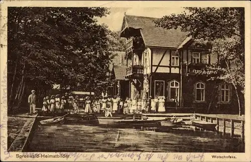 Ak Lübbenau im Spreewald, Blick auf die Wotschofska, Boote