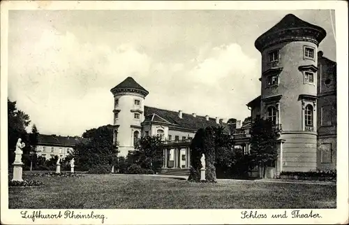 Ak Rheinsberg in der Mark, Schloss und Theater, Statuen