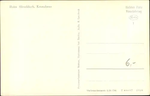 Ak Storkow in der Mark, Heim Hirschluch, Kranzhaus