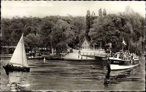 Ak Berlin Zehlendorf Wannsee, Pfaueninsel, Schiff, Segelboot