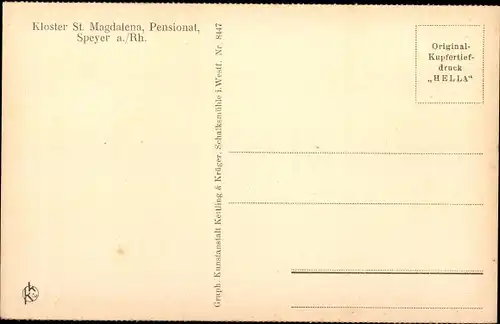 Ak Speyer am Rhein, Kloster St. Magdalena, Pensionat, Partie im Klosterhof