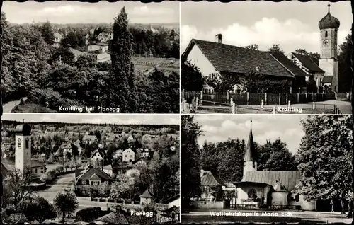 Ak Krailling in Oberbayern, Ortsansicht, Kirche, Planegg Ortsansicht, Wallfahrtskapelle Maria Eich