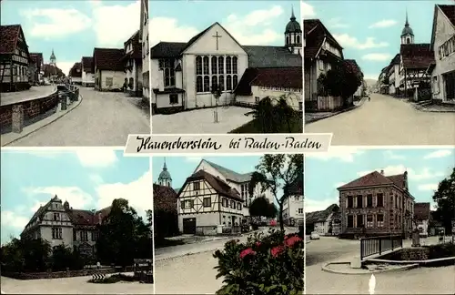 Ak Haueneberstein Baden-Baden am Schwarzwald, Gebäude, Straßen, Kirche, Platz
