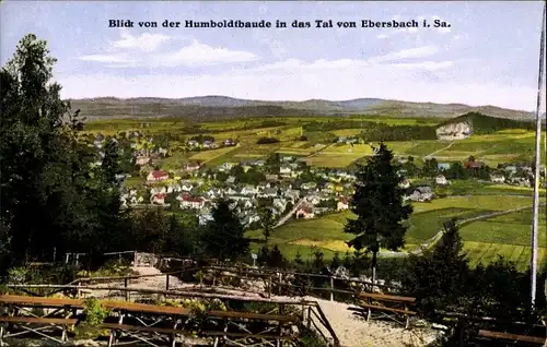 Ak Ebersbach in der Oberlausitz, Humboldtbaude auf dem Schlechteberg, Blick in das Tal