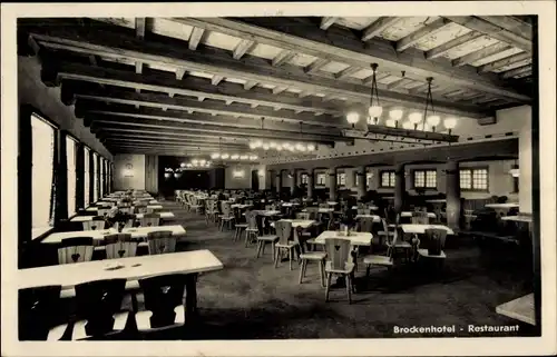 Ak Brocken Nationalpark Harz, Brockenhotel, Restaurant, Innenansicht
