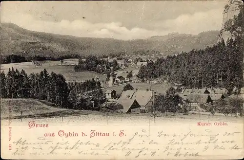 Ak Oybin in der Oberlausitz, Blick auf den Ort