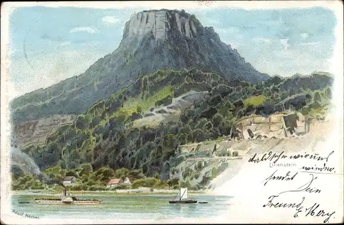 Künstler Litho Nöther, Adolf, Bad Schandau an der Elbe, Lilienstein