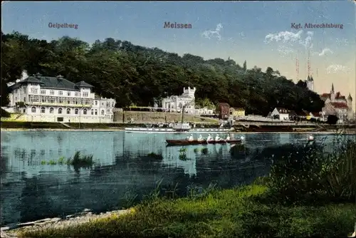 Ak Meißen in Sachsen, Geipelburg, Kgl. Albrechtsburg, Regatta