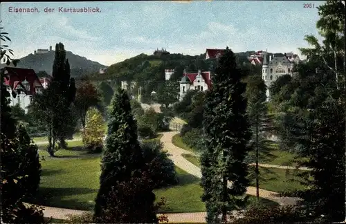 Ak Eisenach in Thüringen, Der Kartausblick, Bäume, Häuser