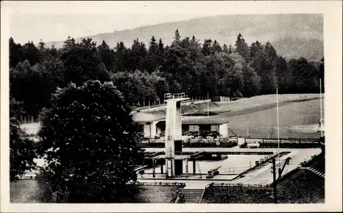 Ak Friedrichroda in Thüringen, Schwimmbad mit Sprungturm