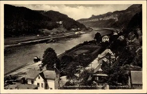 Ak Schmilka Bad Schandau Sächsische Schweiz, Hirschmühle, Elbtal