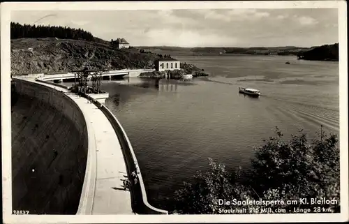 Ak Saalburg in Thüringen, die Saaletalsperre am Kleinen Bleiloch