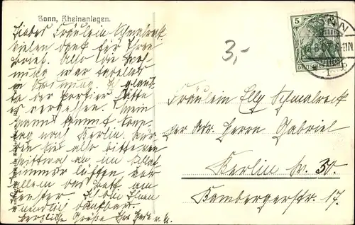 Ak Bonn am Rhein, Rheinanlagen, Schiff