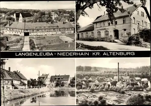 Ak Langenleuba Niederhain Thüringen, Blick zum halben Schloss, Konsum-Gaststätte, Teichpromenade