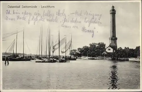Ak Świnoujście Swinemünde Pommern, Leuchtturm