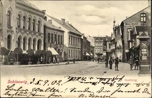 Ak Schleswig an der Schlei, Stadtweg, Geschäft Nikol. Harloff