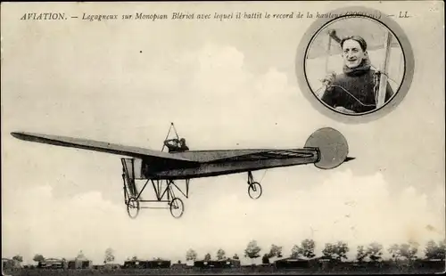 Ak Aviation, Legagneux sur Monoplan Bleriot avec lequel il battit le record de la hauteur