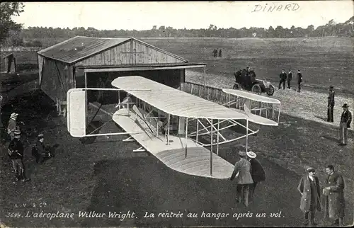 Ak L'Aéroplane Wilbur Wright, La rentrée au hangar après un vol, Flugpionier
